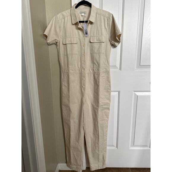 NWT Outerknown Jumpsuit Cotton Linen Blend Natural Beige - Picture 3 of 13